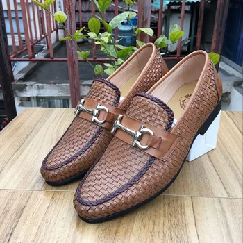 

Shoes Fashion Mens Dress Genuine Leather pointed Toe Classic Men Formal oxford Business Flat slip-on office handmade shoes