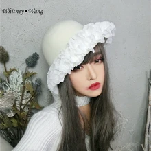 WHITNEY WANG осень зима мода уличная дизайнерская стильная гофрированная шерстяная шляпа женское зимнее пальто