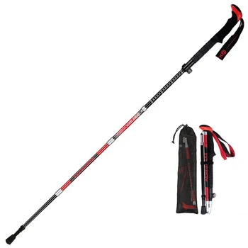 

Trekking Walking Stick Pole Alpenstock 5 Section Hiking Anti-Shock Telescope