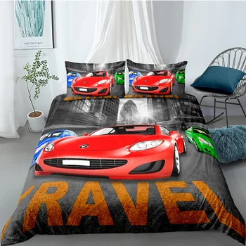 

Fanaijia Racing car Duvet Cover with Pillowcase Luxury 3d Print Bedding Sets Queen Size boy Bed Comforter