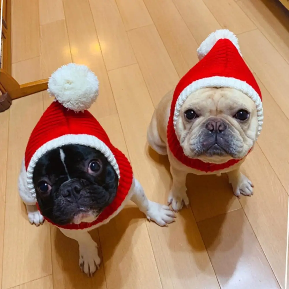 Warm Lovely Dog Santa Hat Winter Pet Christmas Dog Hat For
