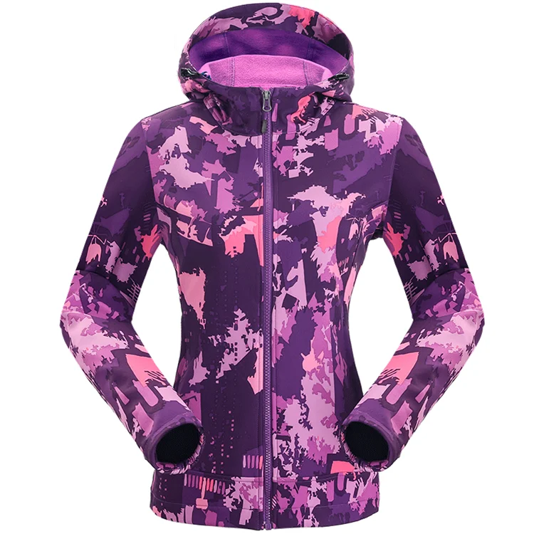 TECTOP зимние мужские и женские толстые походные флисовые спортивные куртки для улицы Кемпинг Треккинг термо ветронепроницаемое внутри флисовое пальто VA669 - Цвет: Women Purple Clouds