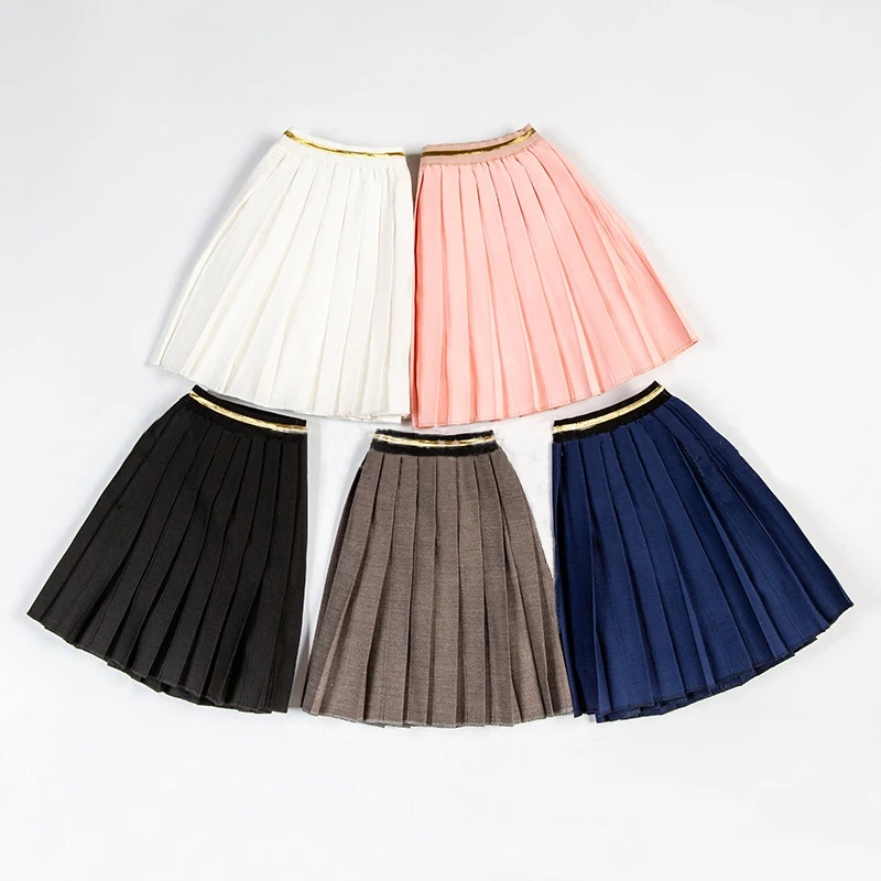 Welaken New 1-12Y Boutique Tutu Skirt Style Solid Pleated Skirt Baby Girl Clothes Autumn Princess Clothes Child Girls Skirts