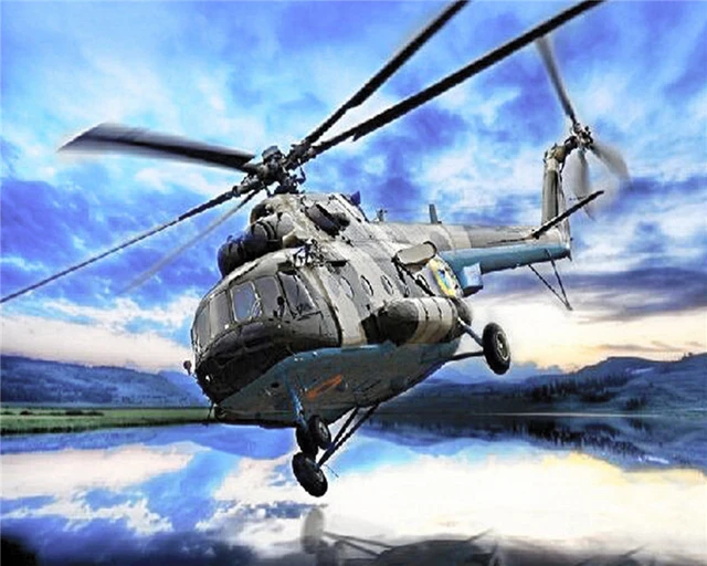 Painting By Numbers Modern Military Aircraft Mi-17 Helicopter