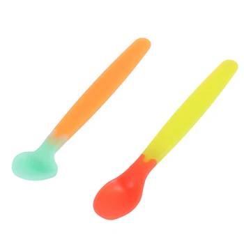 

YUNZHIBEI Environmental Safety Baby Children Silicone Spoon Kids Temparature Sensing Infant Feeding Spoons Tools