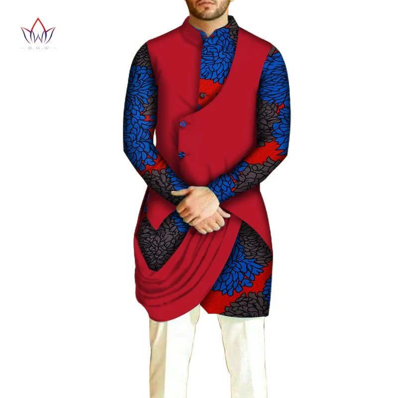 African Men Clothes Cotton Dashiki Men Long Sleeve Shirt Top Shirts Bazin Riche Men Shirt Traditional African Men Shirt WYN1016