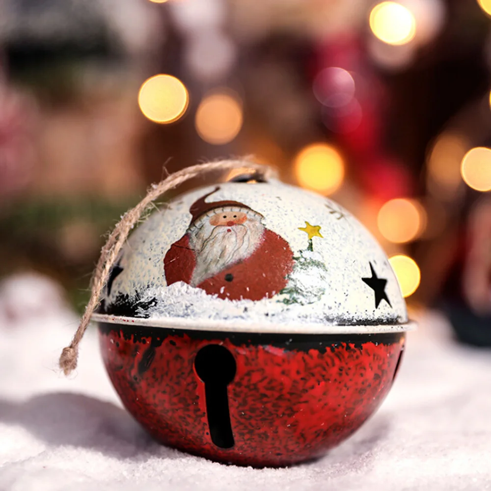 

Christmas Jingle Bells Cartoon Santa Paint Bell Christmas Tree Hanging Ornaments Cascabeles Manualidades Christmas Bells Pendant