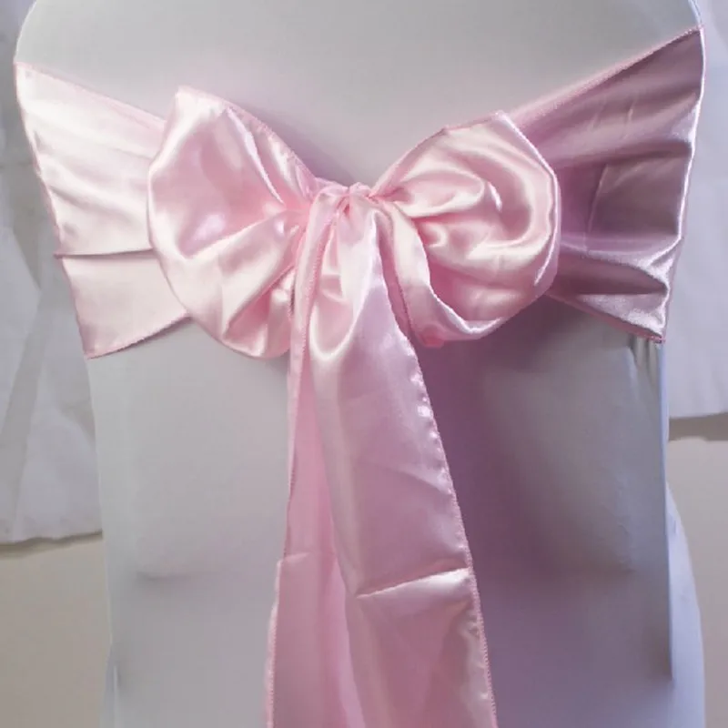 WedFavor 25 шт. атласная стул лук пояса свадьба крышка стула лента галстуки бабочки для вечерние события в гостиничных залах торжеств украшения - Цвет: Light Pink