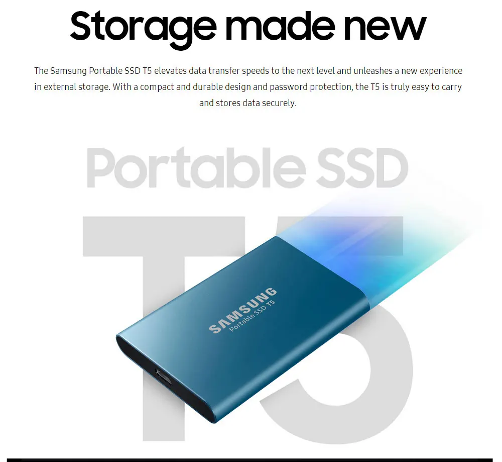 SAMSUNG Внешний твердотельный накопитель T5 250 ГБ 500 1 ТБ 2 ТБ USB 3,1 внешний жесткий диск SSD твердотельных дисков HDD для настольных ПК цвет: черный, синий