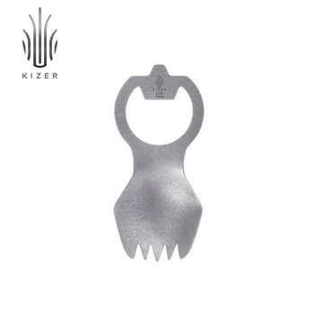 

Kizer outdoor camping picnic titanium spoon tableware full titanium mini portable fork lightweight pure titanium edc spork