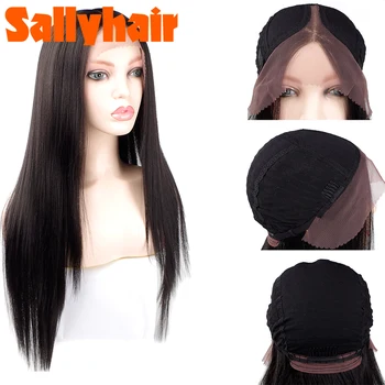 

Ombre color Mixed Colors Synthetic Lace Front Wigs Ear to Ear Middle Part Long Silky Straight Hair style Lace Hair Wig Black