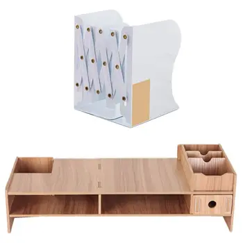 

1pcs Desktop Monitor Stand Computer Sn Riser & 1pcs Telescopic Folding Bookshelf Metal Appearance Bookshelf