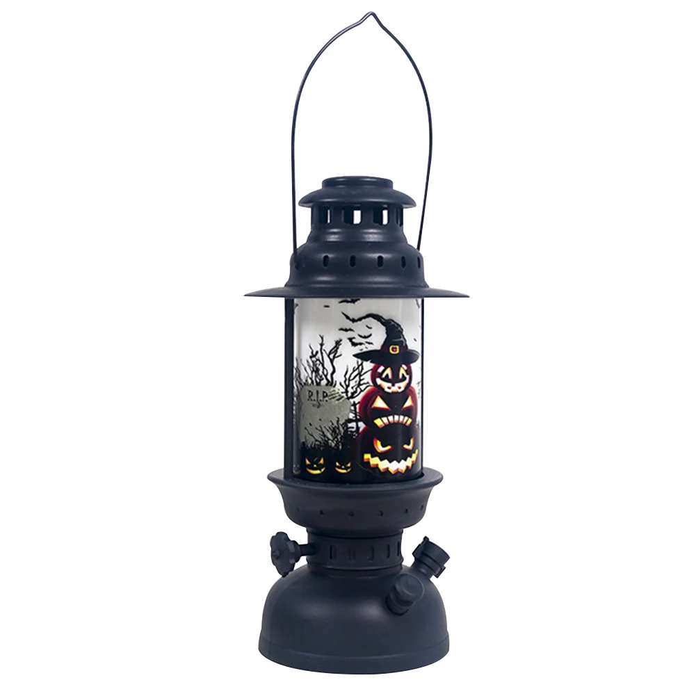 Вечерние черный фонарь форма большие сказочные огни ручной открытый Домашний Светильник атмосферное украшение пластик с ручкой Хэллоуин