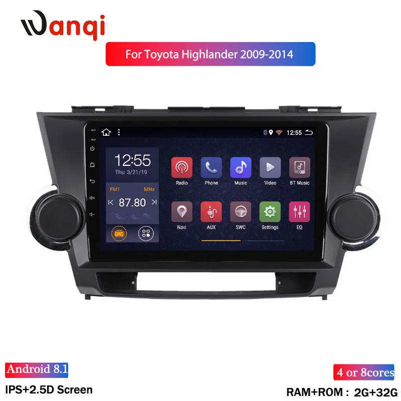 

9 inch PIP Octa 8 Core 2G+32Gb Android CAR Radio DVD Player for Toyota Highlander 2009-2014 car dvd navigation wifi BT 4.8