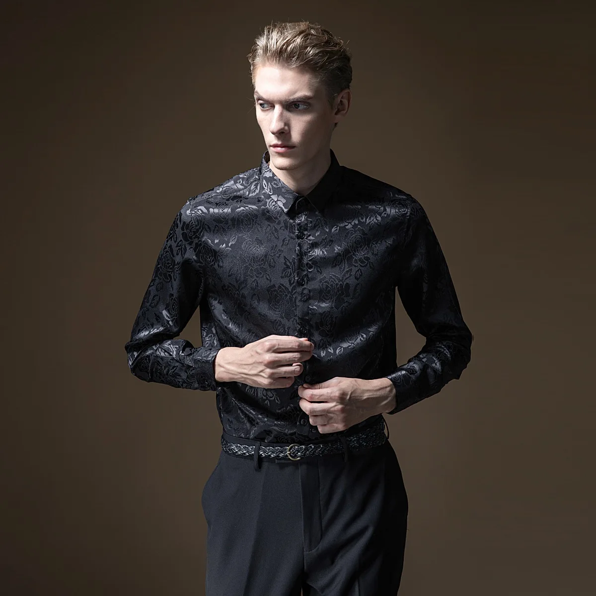 Camisa Social Лидер продаж Masculina Camiseta Pinli осень Новая Мужская квадратная жаккардовая тонкая рубашка с длинными рукавами B193413233