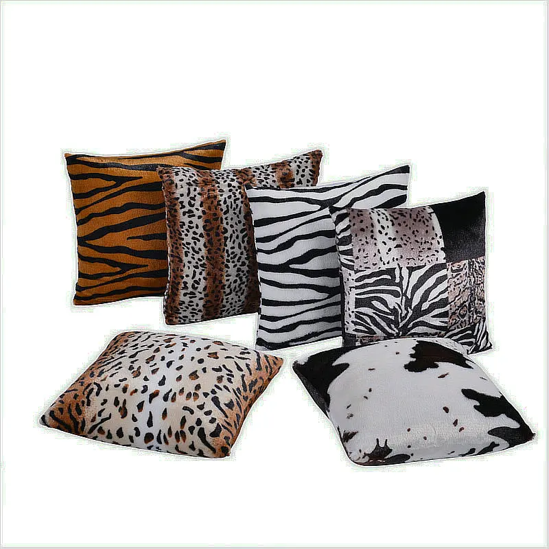 

Flannel Cushion Cover Short Plush Modern Simplicity Sofa Pillow Case Color Mixing Stripe Home Office Decoration