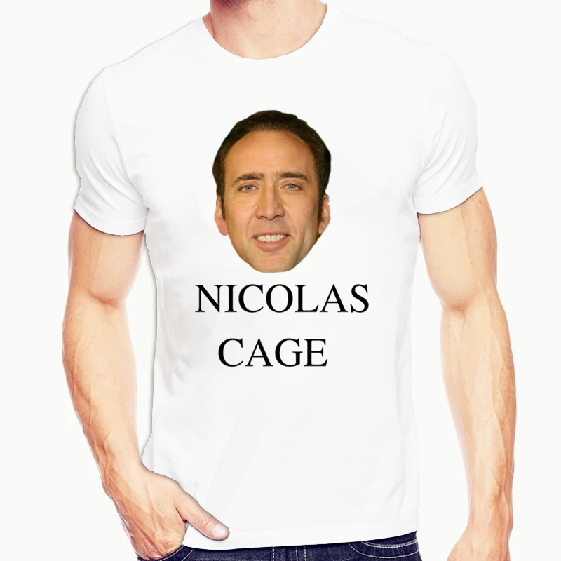 white Летняя забавная футболка Nicolas Cage In A Banana, Мужская хипстерская футболка, топы с коротким рукавом, мужская белая креативная футболка - Цвет: white