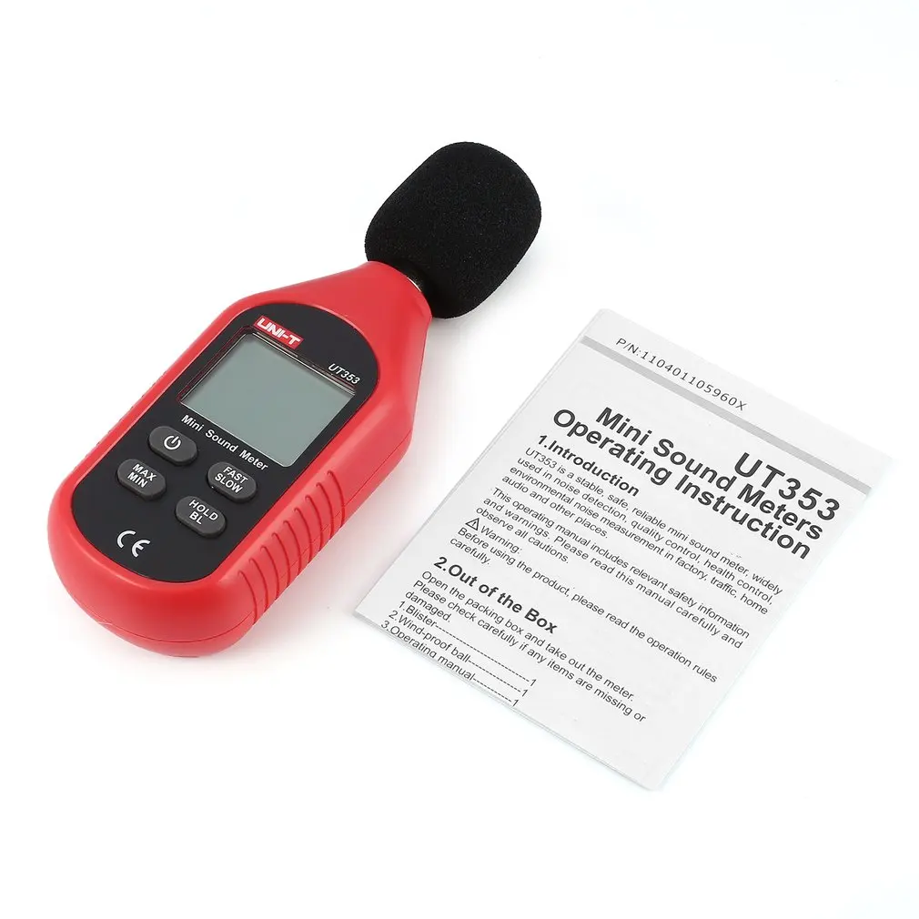 

UNI-T UT353 Digital LCD Mini Handheld Sound Level Meter Noise Audio Volume Detector Decibel Monitoring Tester 30-130dB