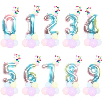 

32 inch Foil Balloon Unicorn Ballon Gradient Birthday Baloon Number Balon 1st Birthday Balloons Happy Birthday Party Decor Kids