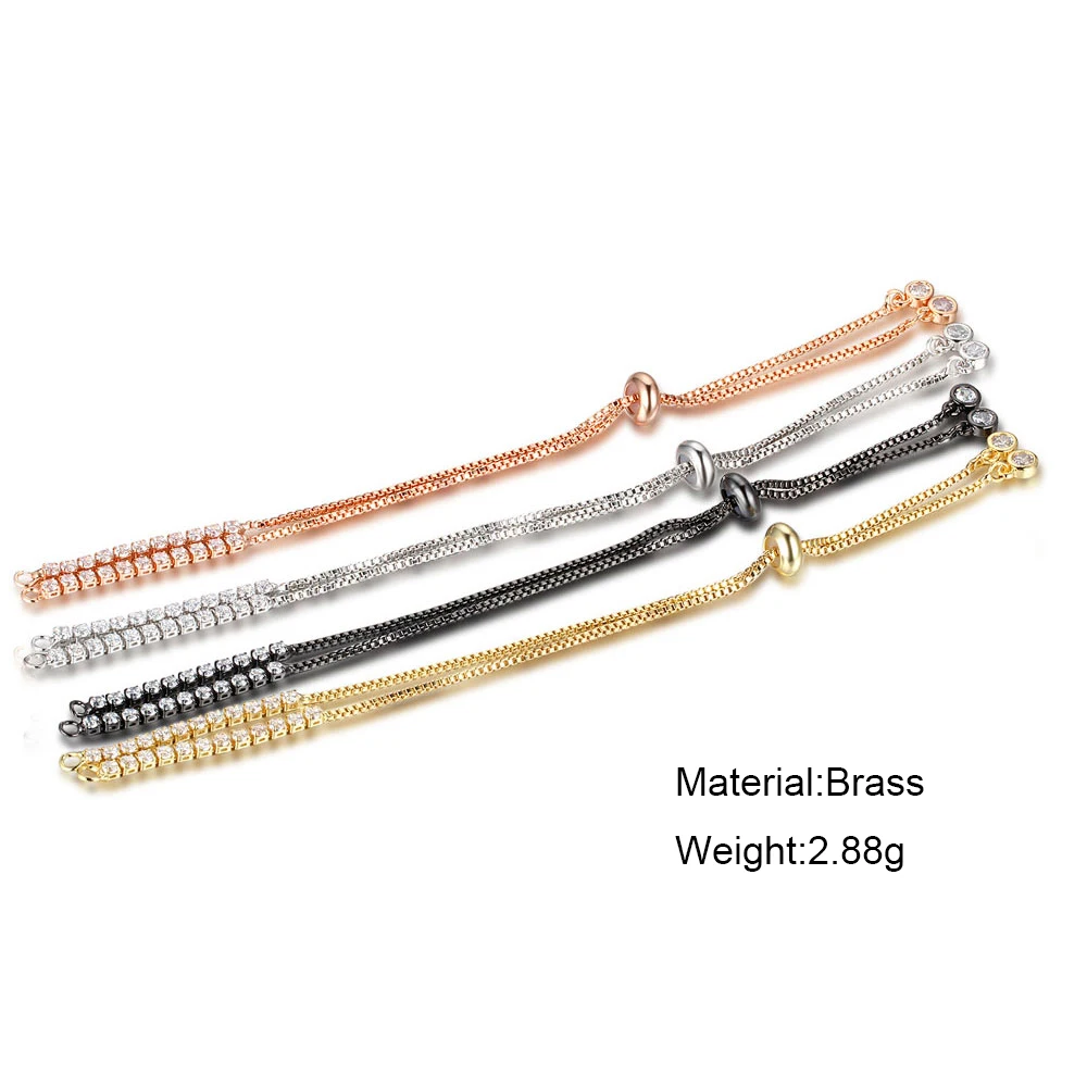 

Brass Slider/Slide Extender Chain With CZ Tassel Charms For Jewelry Making DIY Bracelet Adjustable Accessories