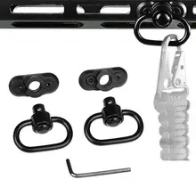 

1 Set Useful Traditional Sling Attachments Mounts Swivel Black Push Button Swivels 360 Degree Rotating for Outdoor