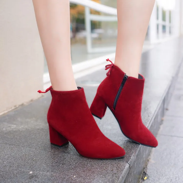 

2019 New Style Spring And Autumn Single Boots Chunky Heel Ankle Boots Korean-style Boots Versatile High-Heel Students Martin Boo