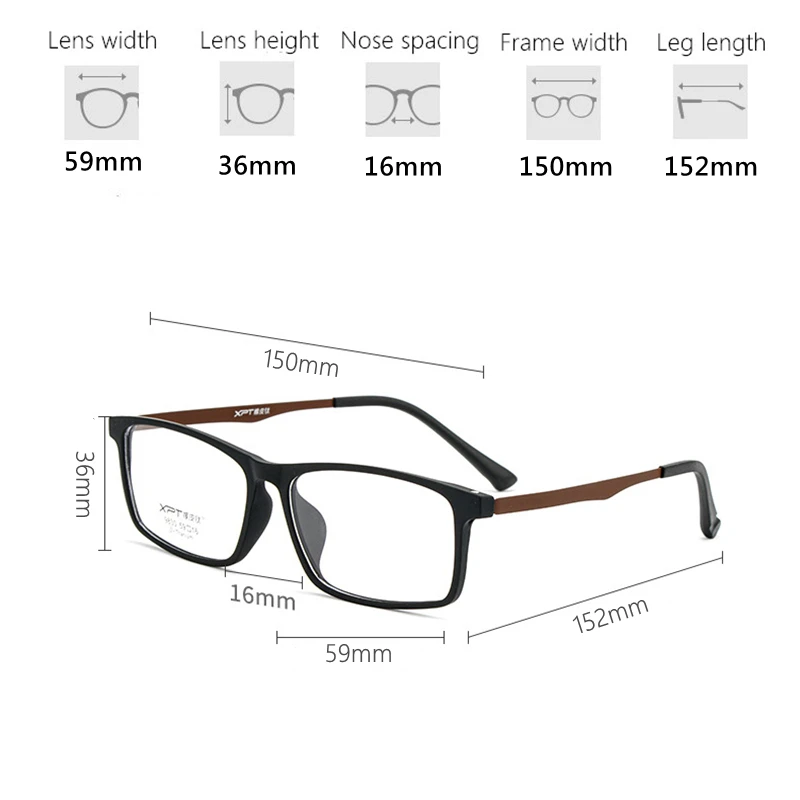 Men's Ultralight Plastic Titanium Retro Myopia Glasses Frame Comfortable Square Optical Prescription Large Glasses Frame 9830