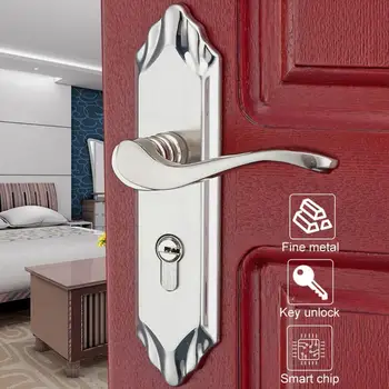 

Door handle Lock Modern Stainless Steel Bedroom Inside Wooden Door Home Silent Lock with Keys