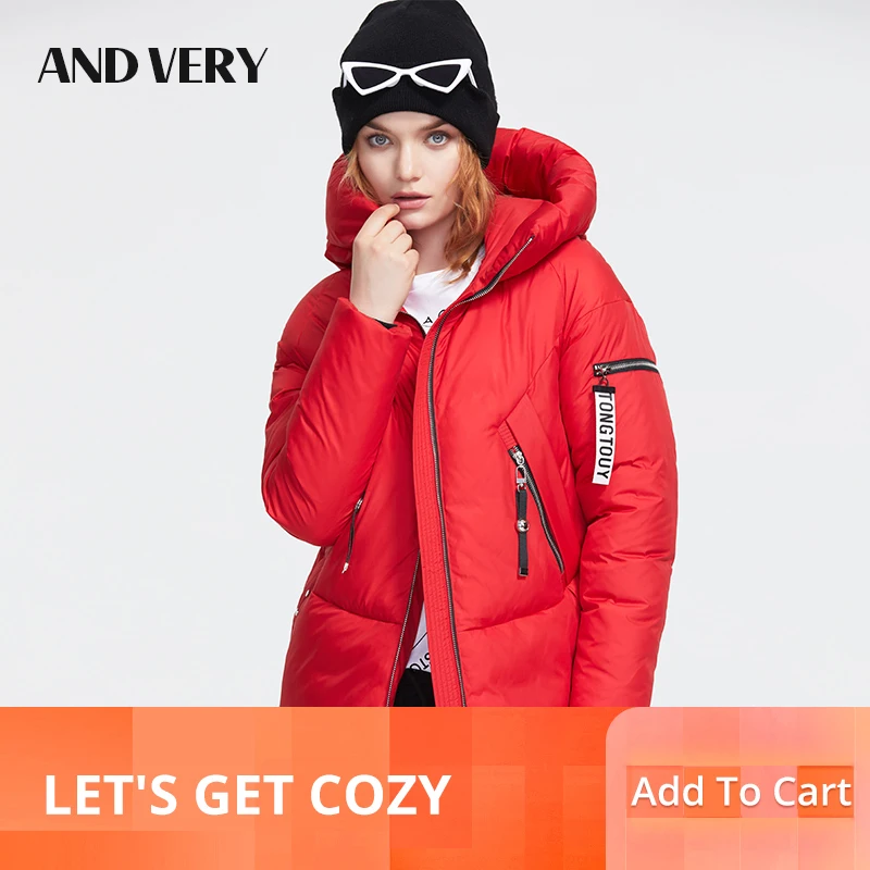 

ANDVERY 2019 Winter new collection down jacket women outerwear high quality thin cotton with a hood short style winter coat 9839