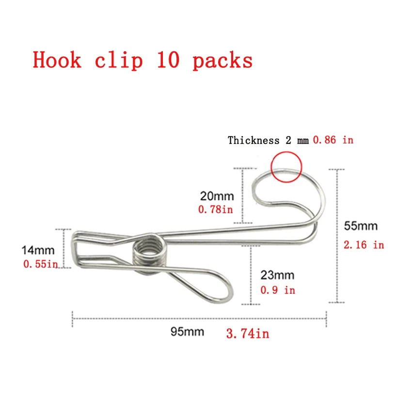 10packs-Hook clip 304 зажим для одеяла из нержавеющей стали ветрозащитная одежда сушка Одежда линия вешалка для одеяла клип маленькие носки - Цвет: 10packs-Hook clip