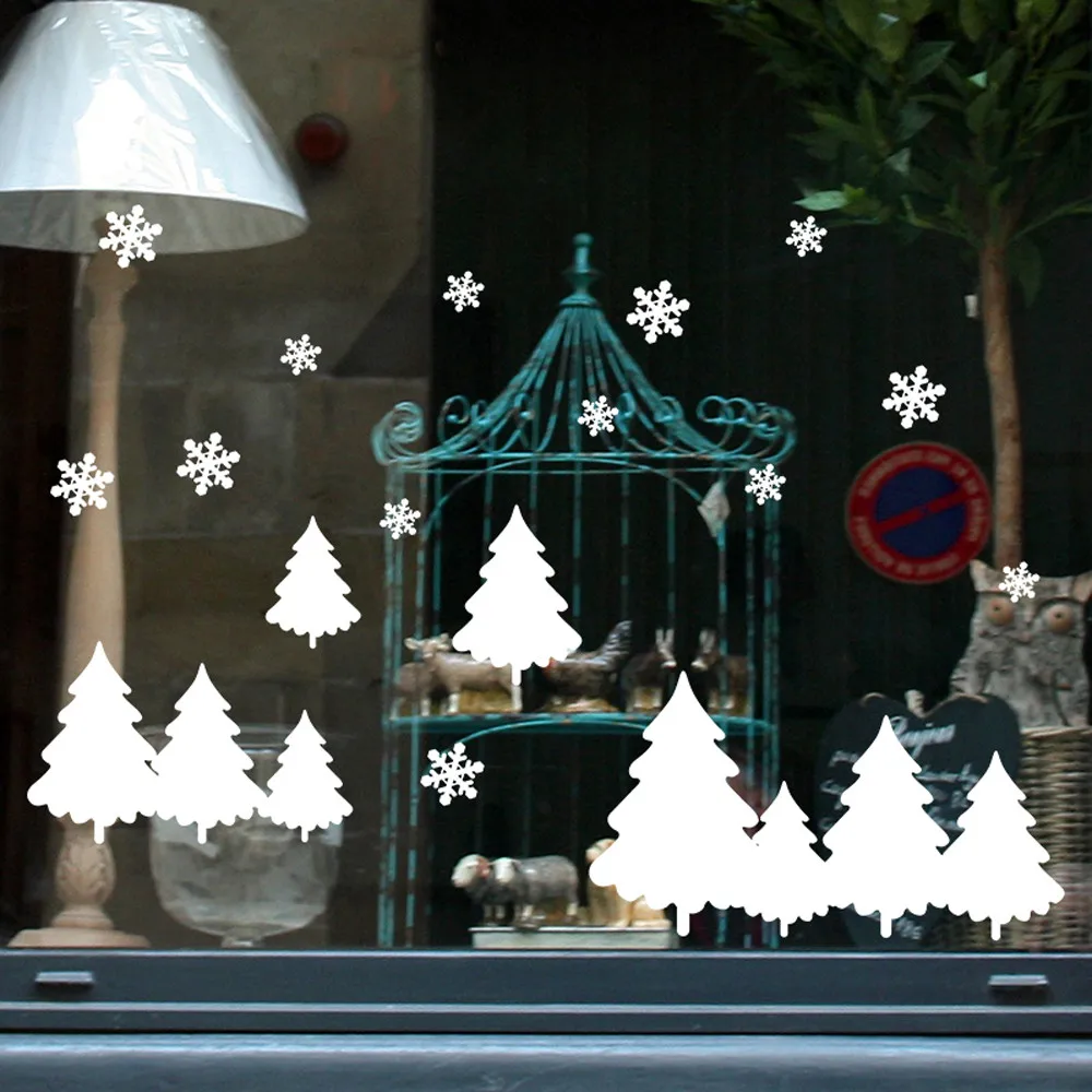 45*60 см новогодняя елка Снежинки стекло для окна домашний Декор наклейки на стену рождественские украшения Navidad Natal 95