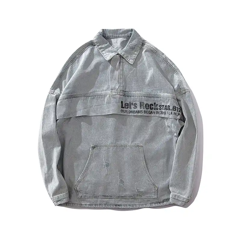 half black half white denim jacket