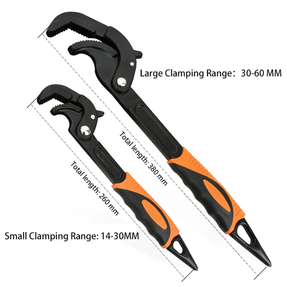 

KaariFirefly Wrench Set Multi-Function 2pcs Universal Wrench 14-60mm Adjustable Pipe Torque Ratchet Oil Filter Spanner Hand Tool