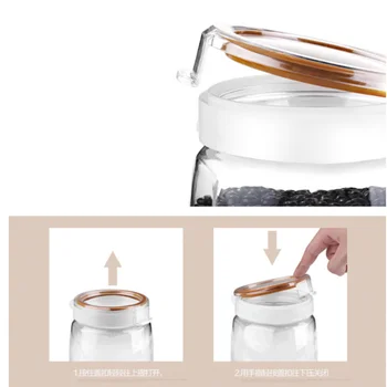 

1500ML Glass Storage Tank Airtight Storage Jar Sealed Tea Canister Multifunctional Storage Jar（White）