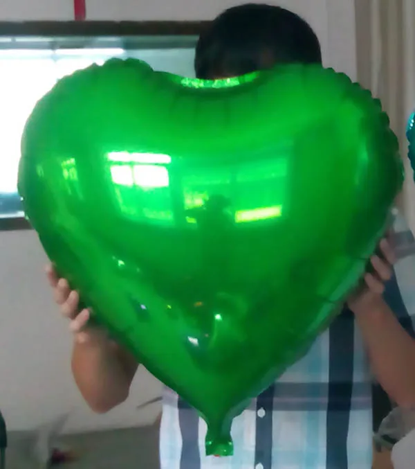 green heart 10 шт./лот 2" Круглый/Сердце гелиевые фольгированные шары фото/картина печать, diy Свадьба/День рождения/даже вечерние воздушные шары - Цвет: green heart