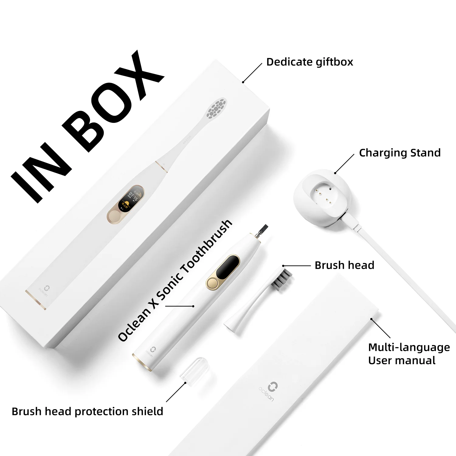 Oclean X Sonic Toothbrush water resistant bluetooth smart LED display Oclean X Sonic Toothbrush water resistant bluetooth smart LED display