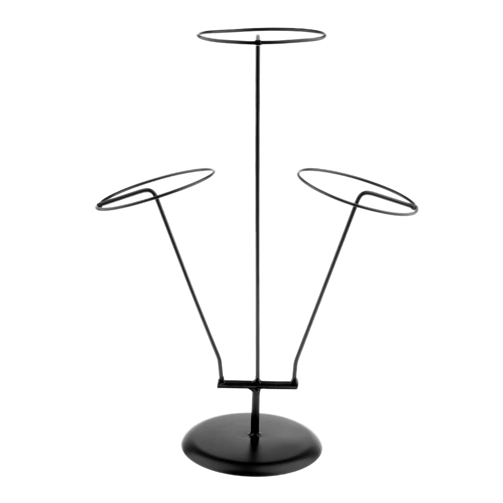 Premium Metal 3 Heads Hats Caps  Wigs Display Holder Home Support Rack Hat Display Stand Hat Wig Storage Display Stand