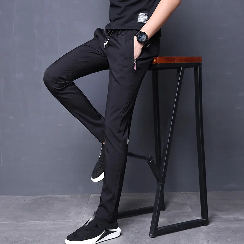 

2019 Spring And Autumn New Style Thin Casual Pants Men's Slim Fit Solid Color Skinny Pants Youth Elasticity Versatile Quick-Dryi