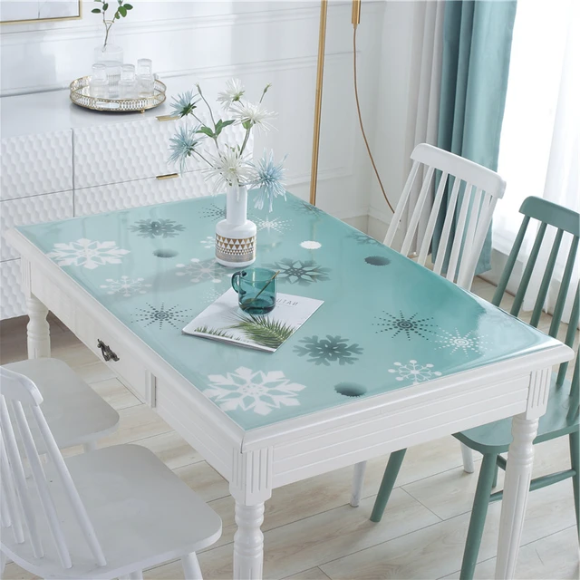 Nappe transparente en PVC pour Table à manger, couverture de Table  rectangulaire, imperméable à l'huile, souple, 1.0mm