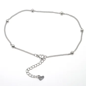 304 Stainless Steel Anklet Silver Color  Round Charm Anklet With A Bell Fashion Women Jewelry Gifts 23.5cm(9 2/8") long, 1 Piece