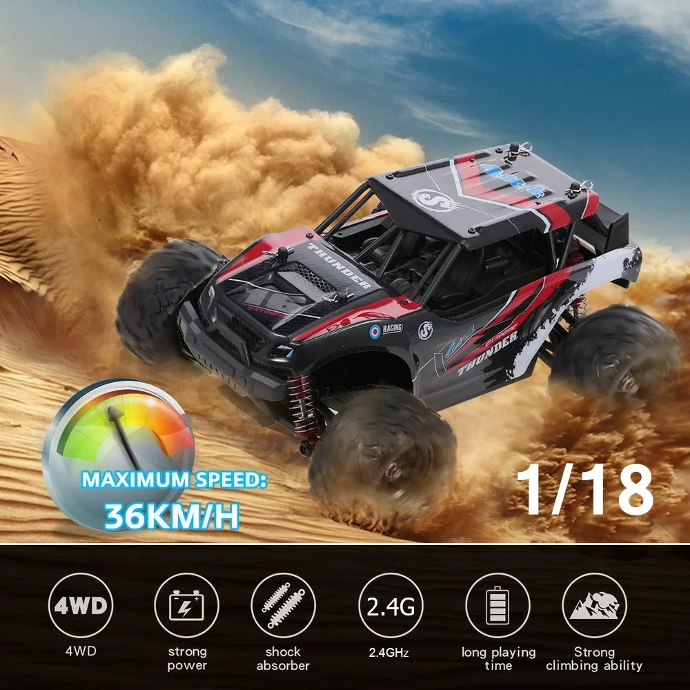 

1/18 4WD 36KM/H High Speed RC Car 2.4Ghz Off Road RC Truck Cross-country Car for Adults and Kids