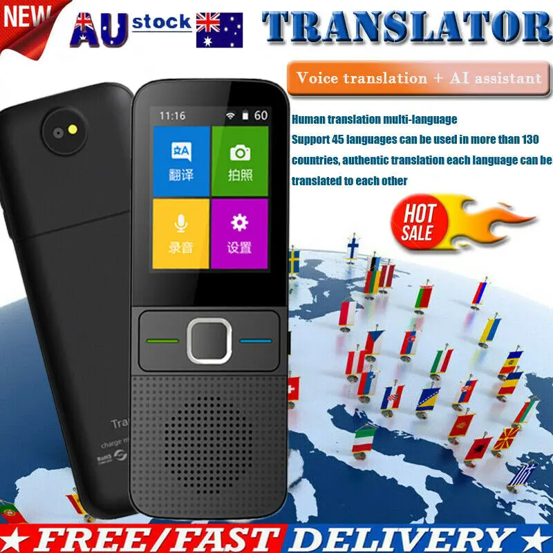 

Smart Voice Translator Two-Way Real Time Multi-Language Portable Touch Screen AU