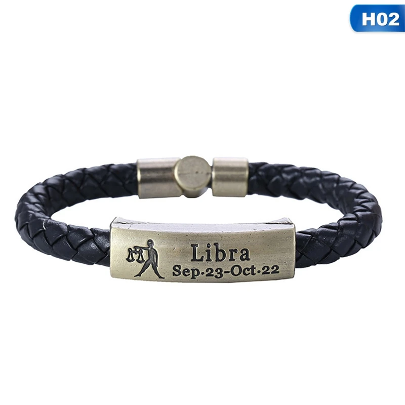 Гороскоп 12 созвездий Подвески Браслеты в богемном стиле Стиль кожаный браслет для Для женщин Для мужчин модные аксессуары