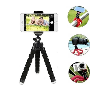 

Flexible Sponge Octopus Mini Tripod With E type Phone Clip with1/4 screw hole, For Smartphone & Camera, Tripod Phone Holder clip