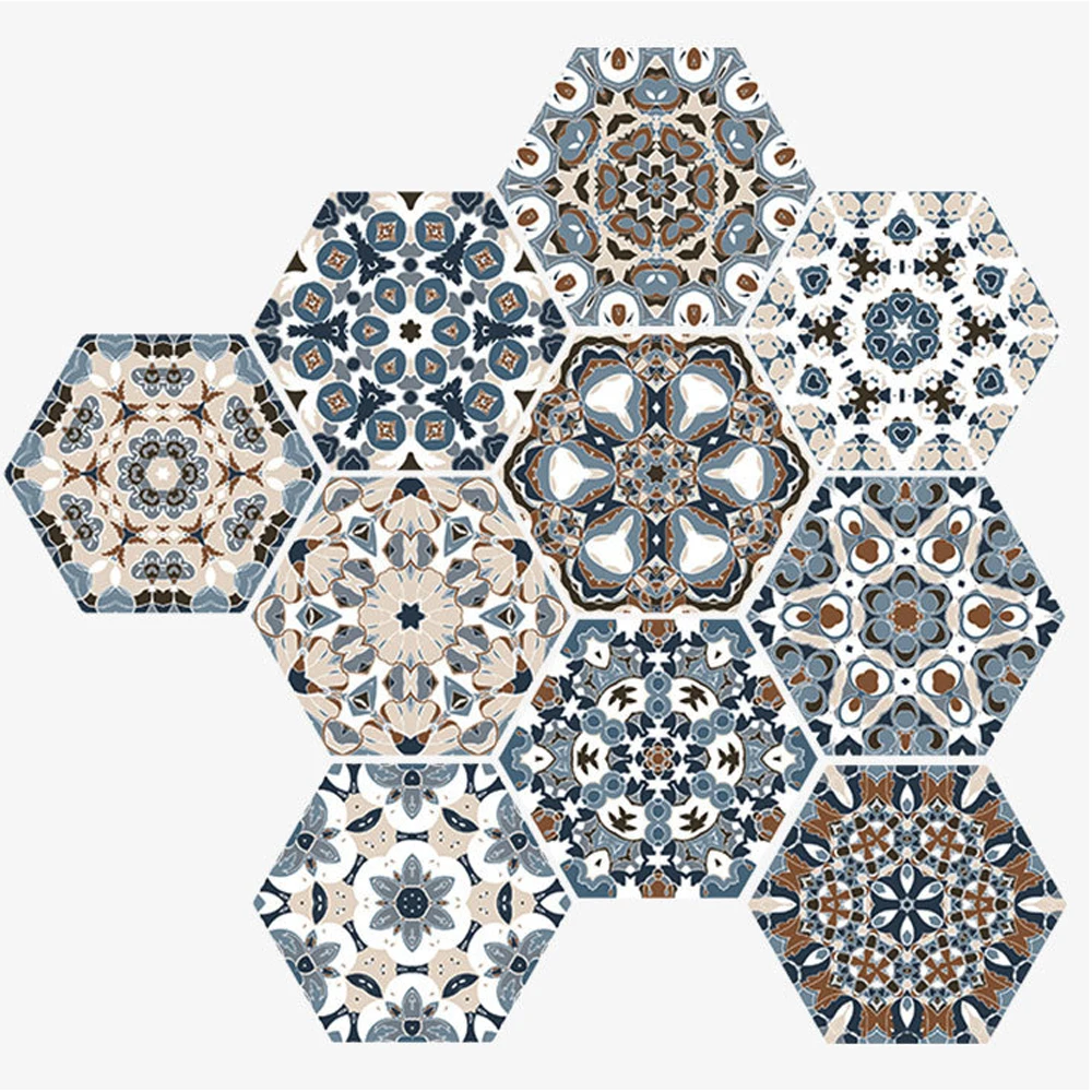 10 шт. водонепроницаемые наклейки на пол для ванной комнаты шестиугольные