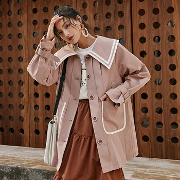 

XUXI 2020 South Korean Can Handle Big Turn Waist Necklace Women Wear Casual Clothes Spring Loosen Coat FZ1041