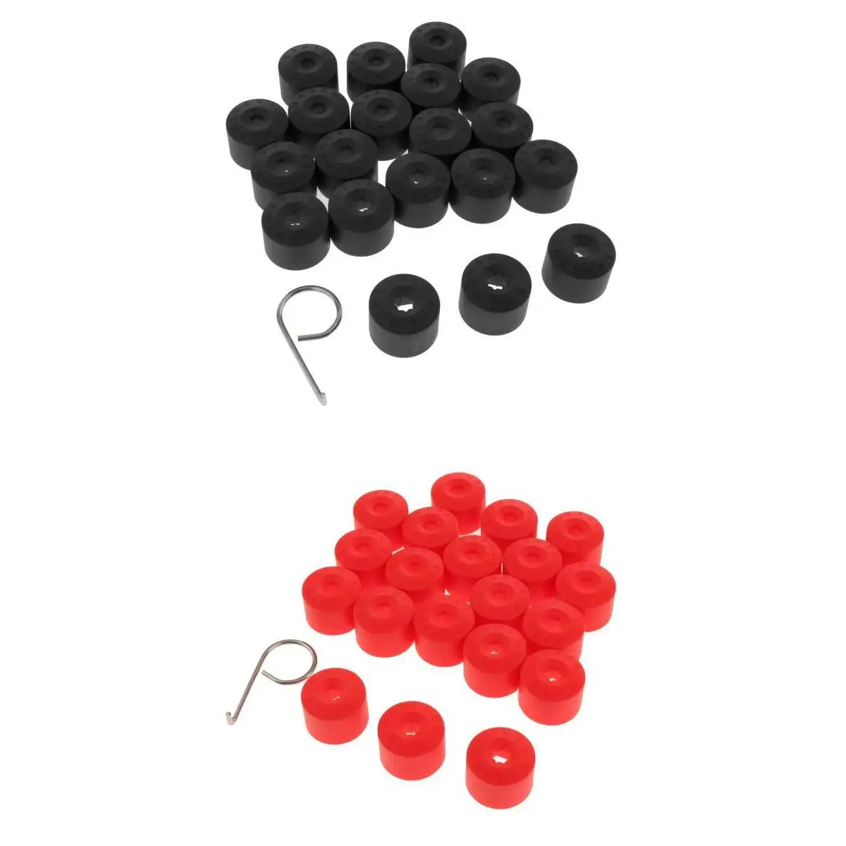 Set of 40 20MM Wheel Nut Covers Hub Screw Cover Wheel Nut Lug Dust Bolt Cap Red + Black Color