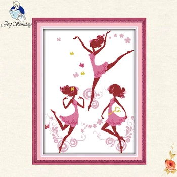 

Joy Sunday ballerina DMC Embroidery Floss Cross Stitch Kits Embroidery Needlework Sets Cross-Stitch Printed Canvas Painting gift