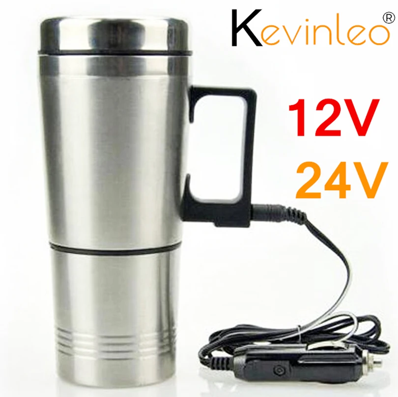 

300ml 24v Water Heater Car Heating Cup Stainless Steel Auto Kettle Travel Coffee Tea Heated Mug Motor Cigarette Lighter Plug