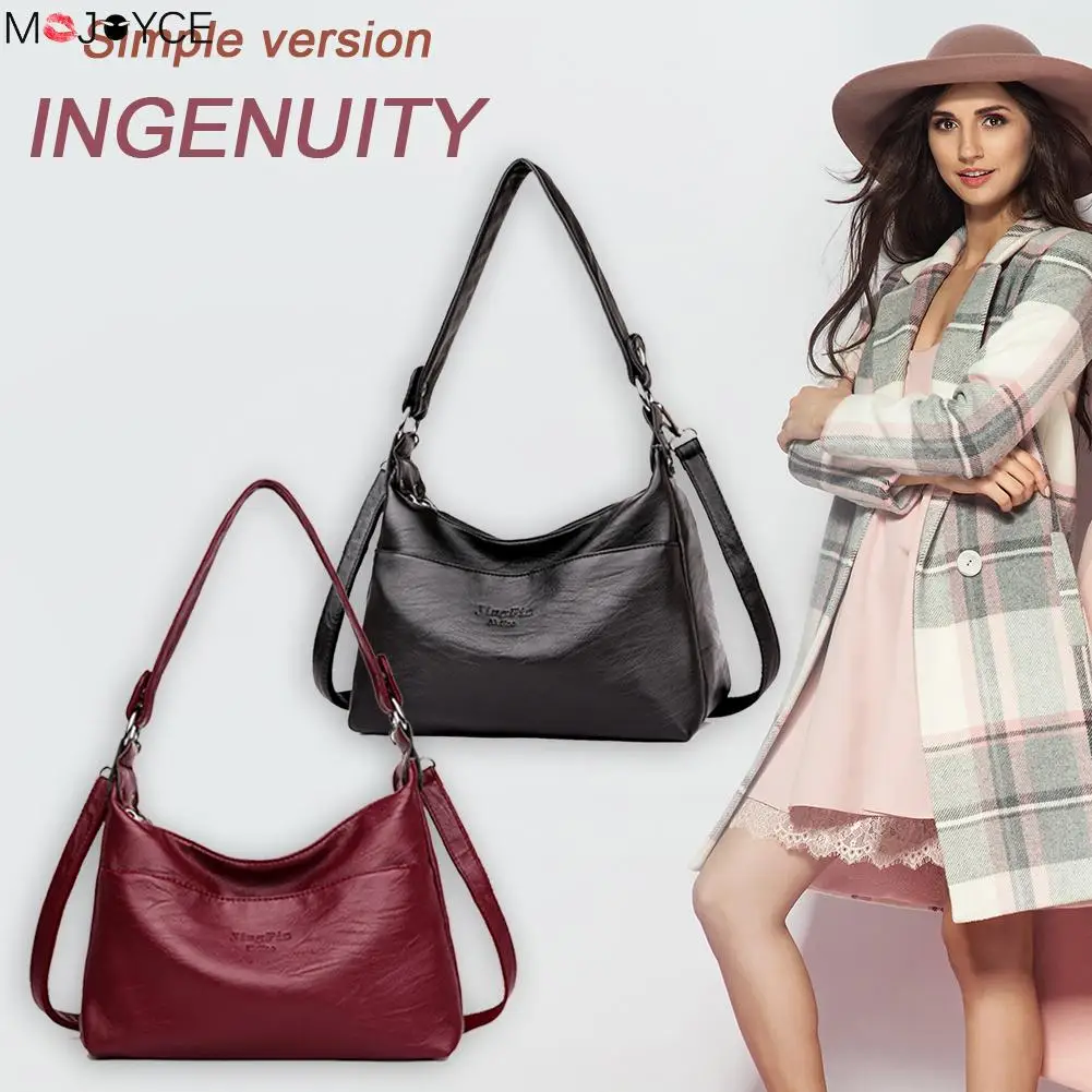

Fashion Shoulder Handbag Women Solid Splicing PU Leather Messenger Shopping Large-capacity Top-handle Bag 28x19x12cm